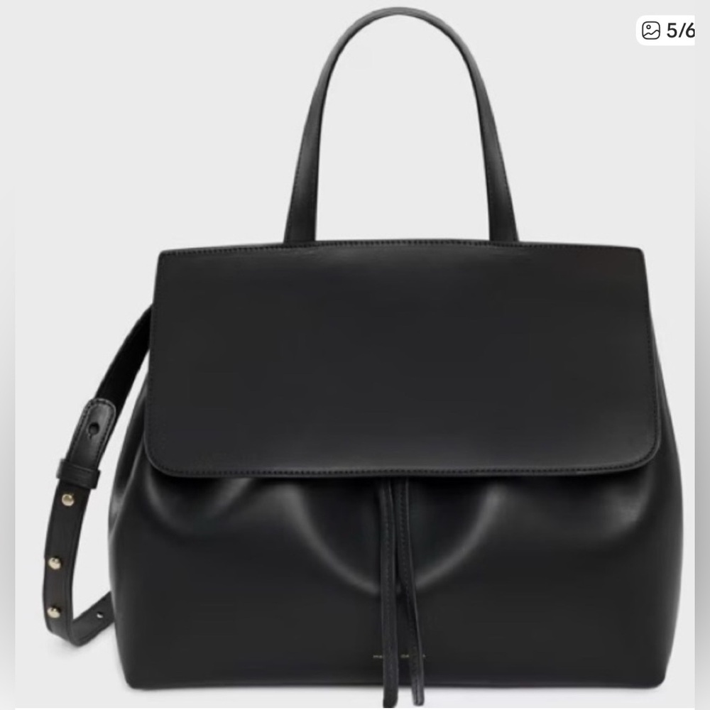VGUC Mansur Gavriel Black Structure Calfskin LadyBag with Royal Blue Interiors